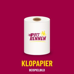 Klopapierrolle mit Pottrennen-Logo, Beispielbild