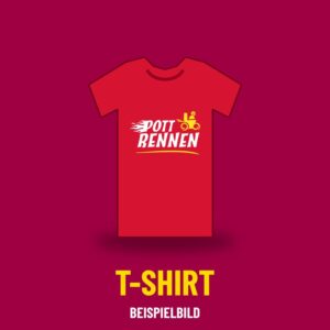 Rotes T-Shirt mit Pottrennen-Logo, Beispielbild
